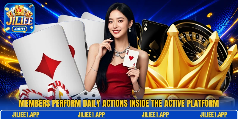 Members perform daily actions inside the active platform